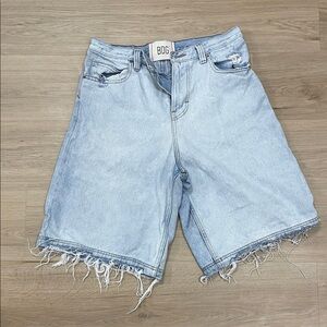 BDG Frayed Hem Light Blue Jean Shorts